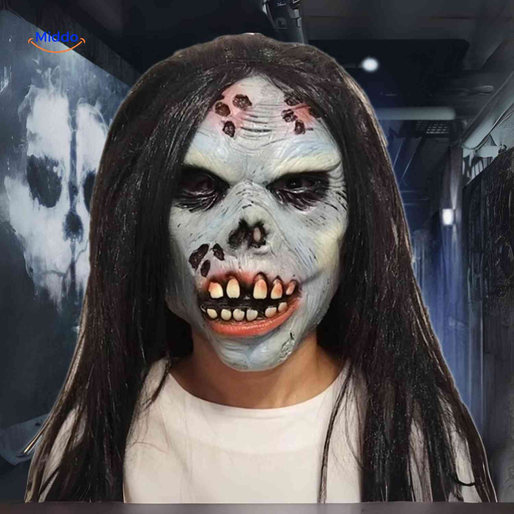 Latex Horror Mask with Hair for Halloween | Sansoti