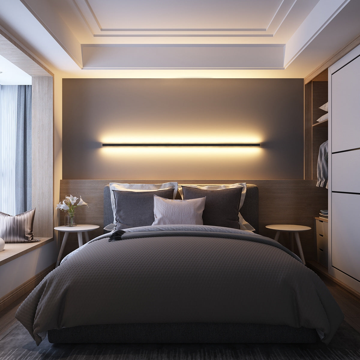 Minimalistische lineare Wandleuchte mit integrierter LED-Beleuchtung und modernem Design | Restfield