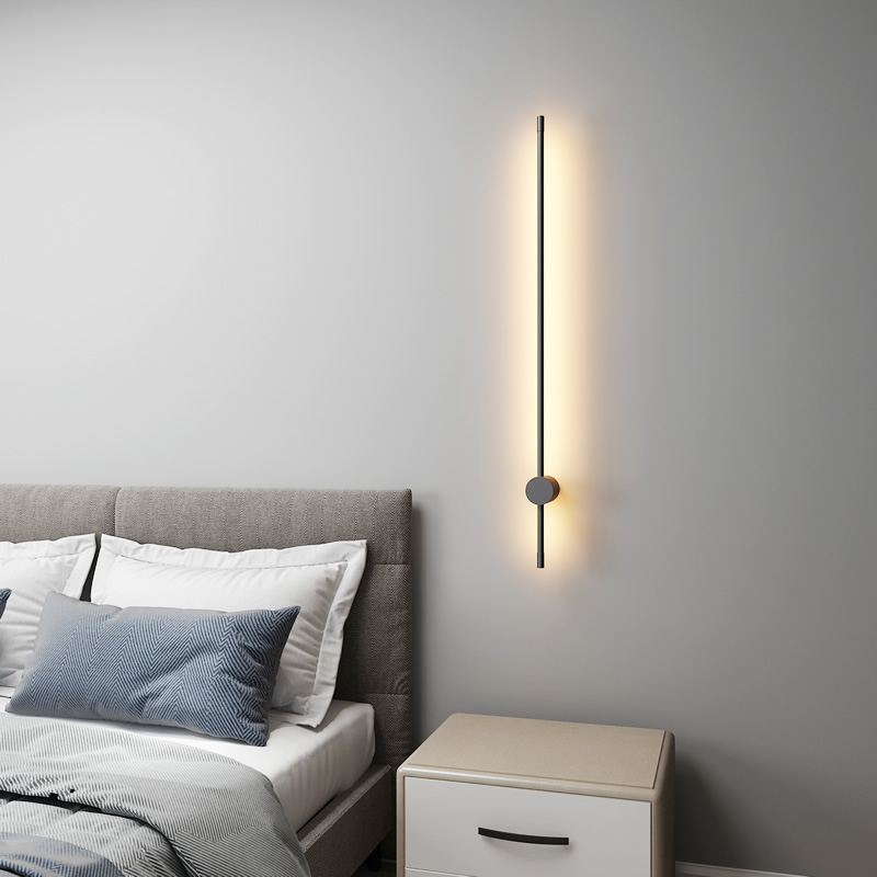 Minimalist 60 cm LED wall lamp, white and black, warm, neutral and cool light, Scandinavian modern interior | Sansoti