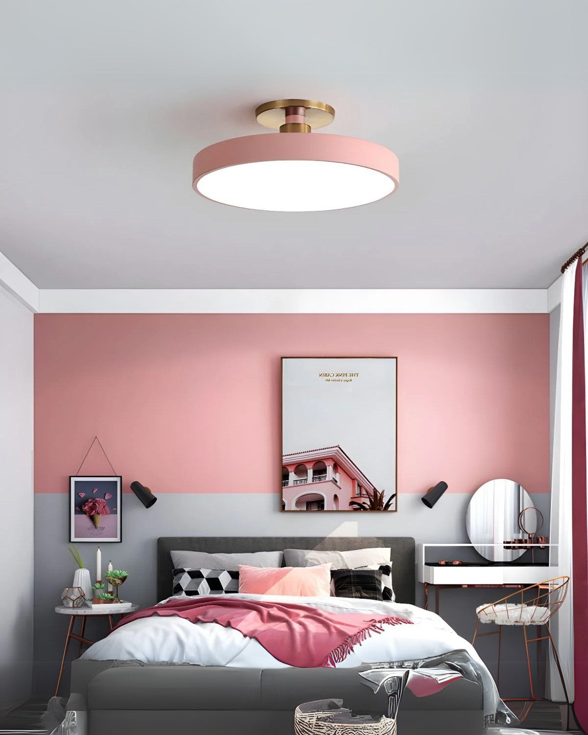 Moderne runde Deckenleuchte mit Gold-Detail und Acryl-Diffusor – minimalistische Semi Flush Design-Beleuchtung für Wohnzimmer und Schlafzimmer | Restfield