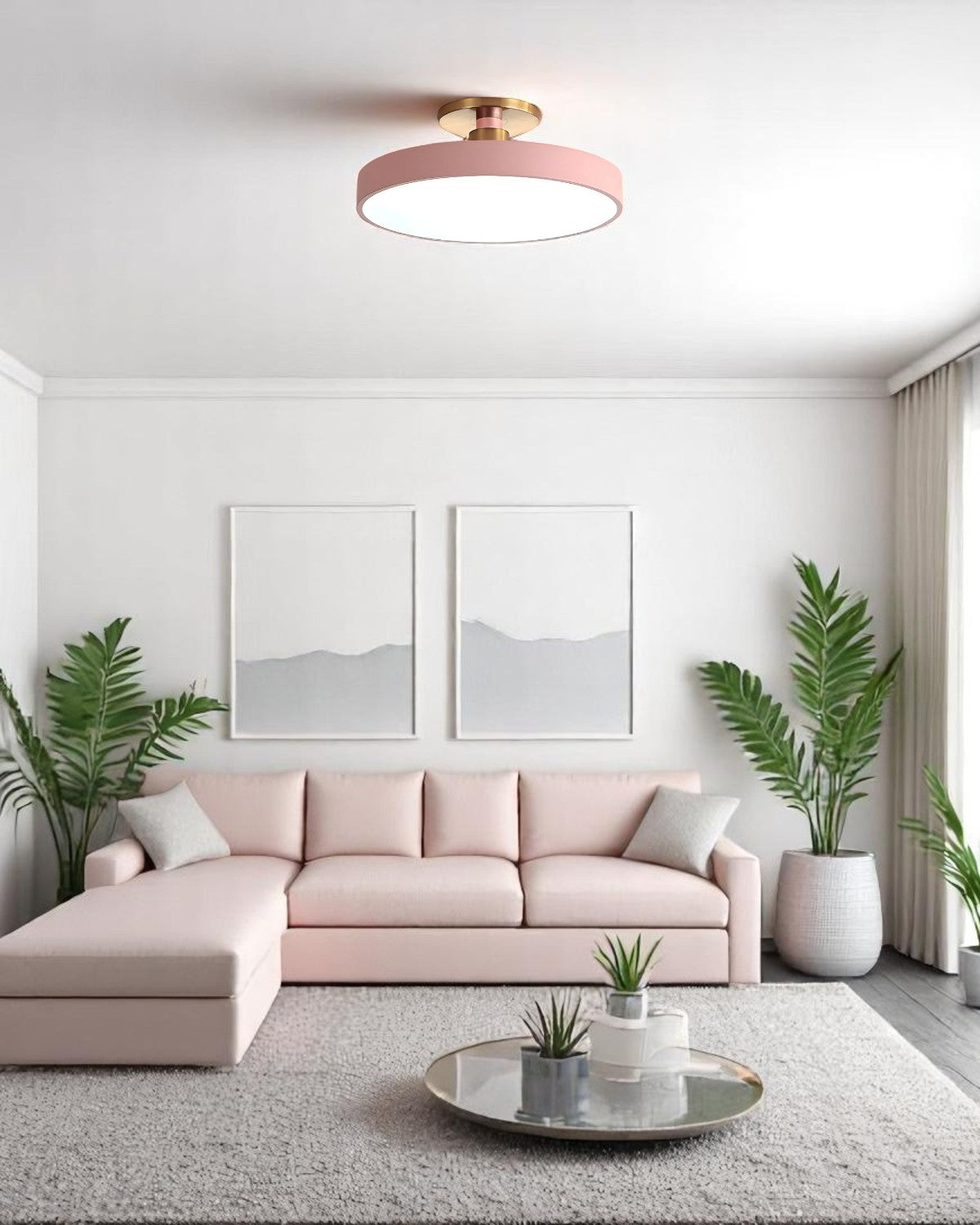Moderne runde Deckenleuchte mit Gold-Detail und Acryl-Diffusor – minimalistische Semi Flush Design-Beleuchtung für Wohnzimmer und Schlafzimmer | Restfield