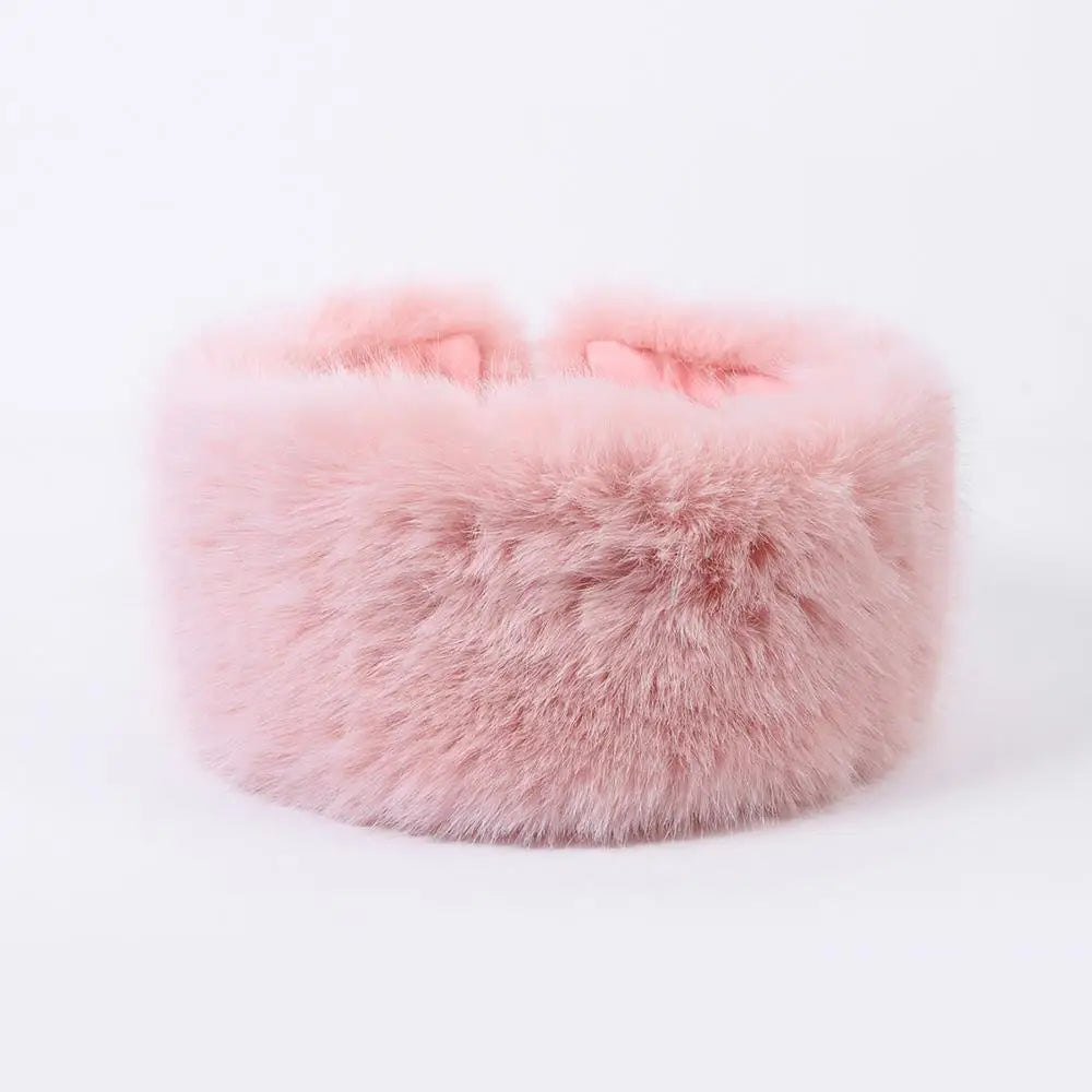 Plush Headband for Women Faux Fur Winter Ear Warmer Elastic Soft Hairband Warm Hair Accessory Comfortable | Sansoti