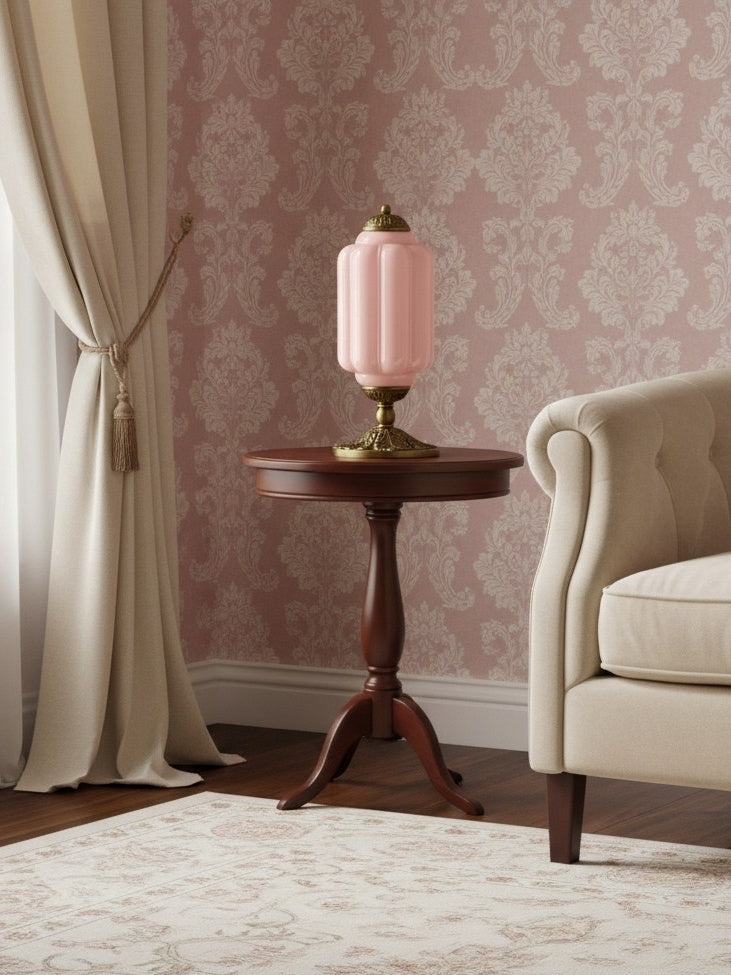 Vintage Glazen Tafellamp met Messing of Zwarte Afwerking | Sansoti
