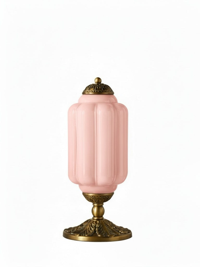 Vintage Glazen Tafellamp met Messing of Zwarte Afwerking | Sansoti