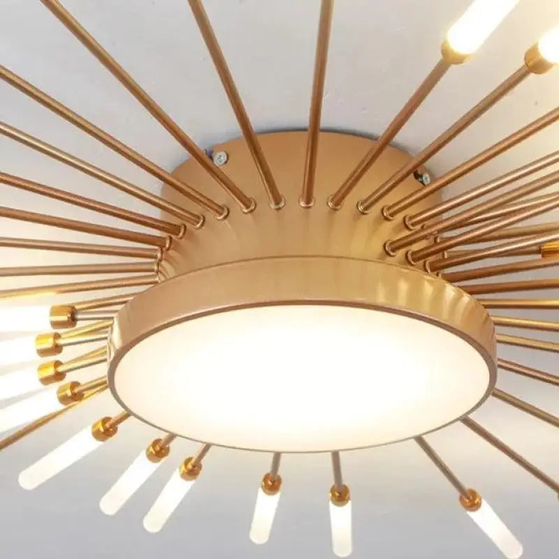Plafonnier Soleil Design LED Aluminium Or Noir 128cm Moderne | Restfield