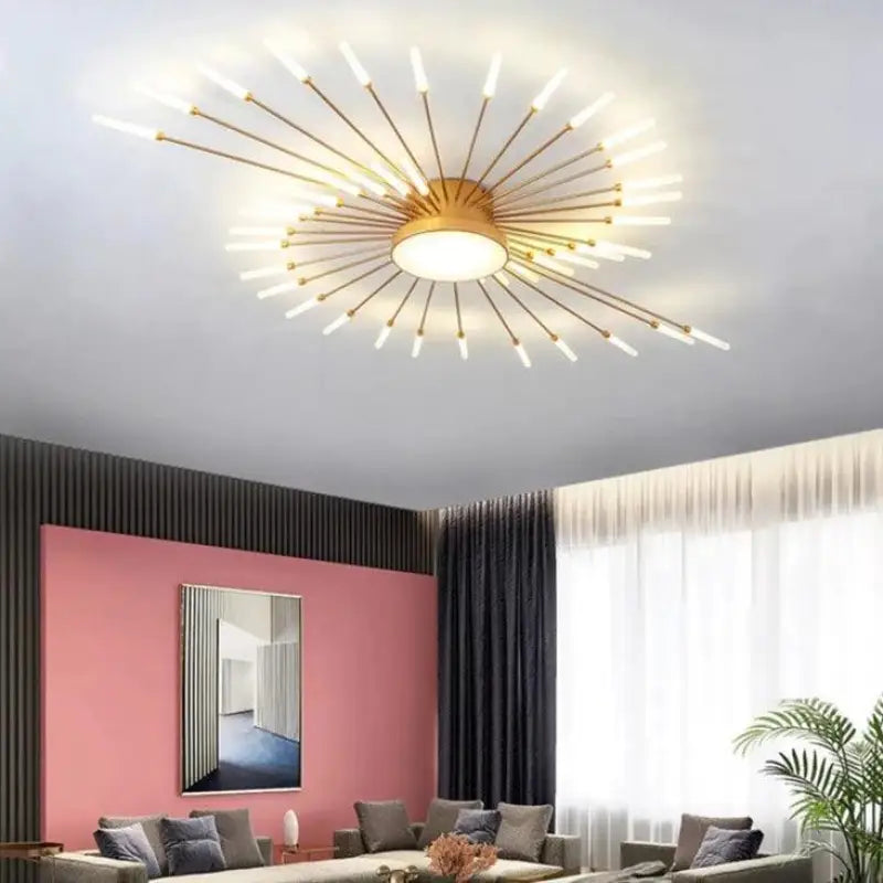 Plafonnier Soleil Design LED Aluminium Or Noir 128cm Moderne | Restfield