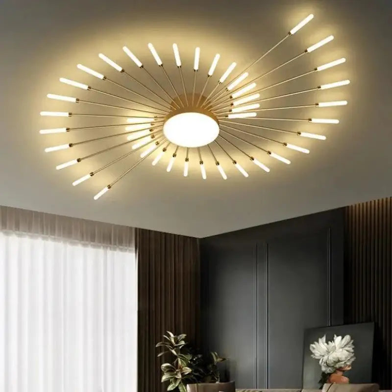 Plafonnier Soleil Design LED Aluminium Or Noir 128cm Moderne | Restfield