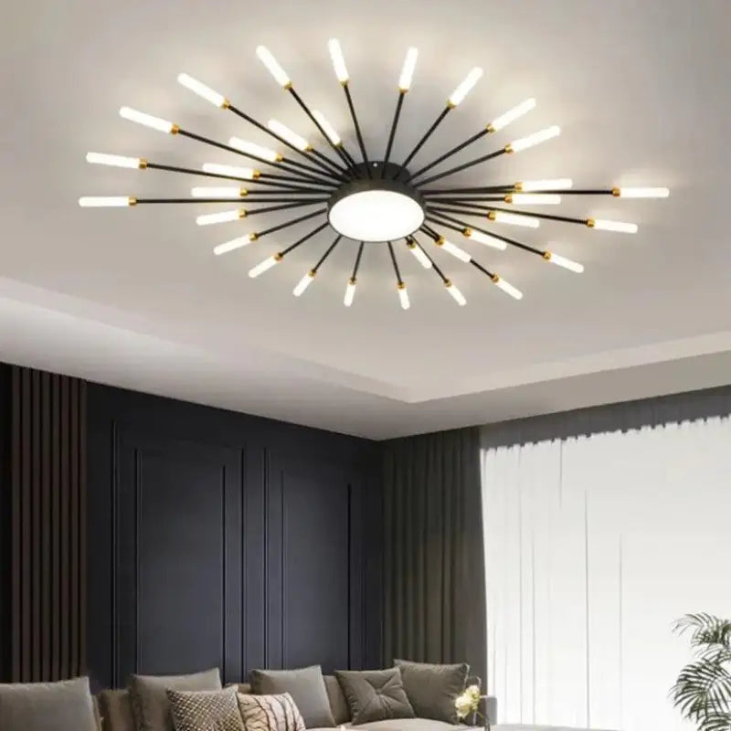 Plafonnier Soleil Design LED Aluminium Or Noir 128cm Moderne | Restfield
