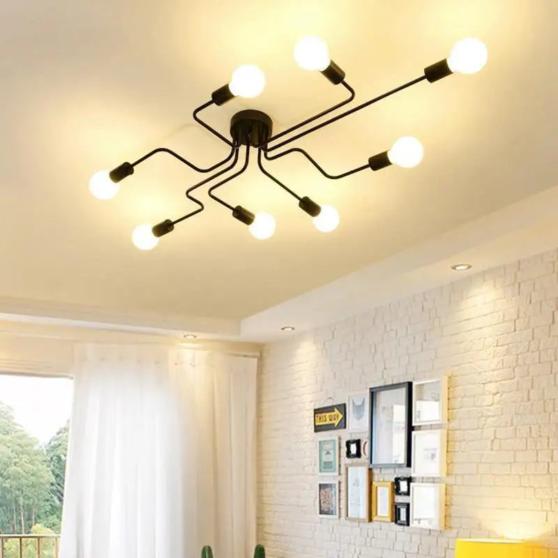 Plafondlamp LED Design Zwart Aluminium 8-Lichts Warm Wit Woonkamer Eetkamer Modern | Sansoti