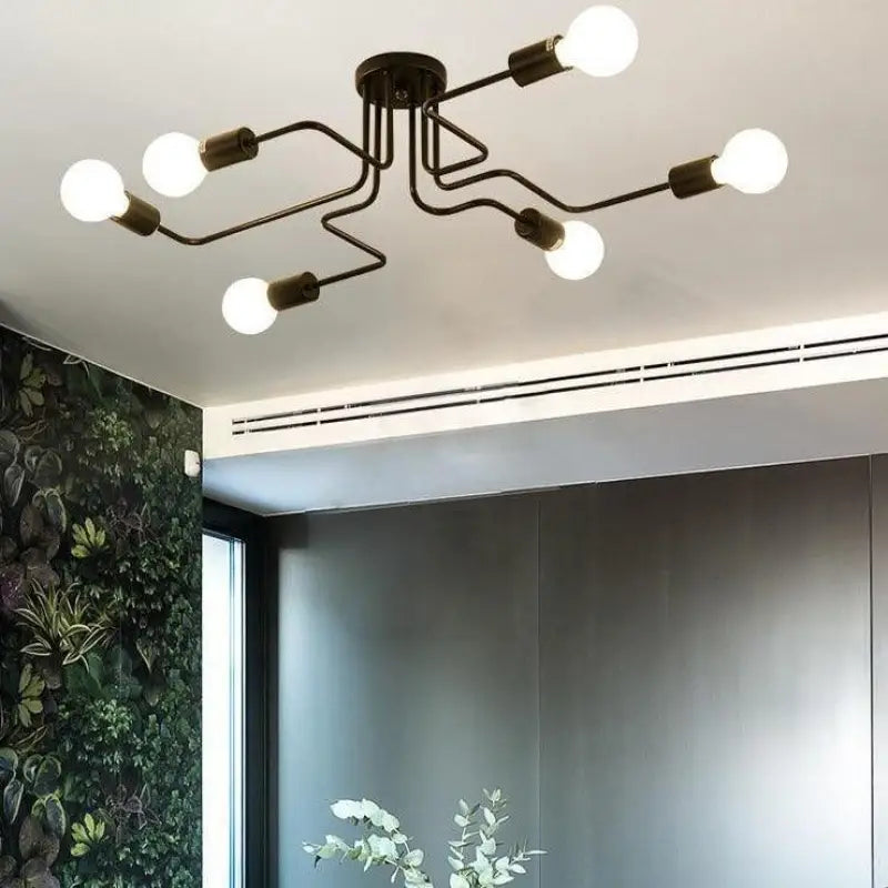 Plafondlamp LED Design Zwart Aluminium 8-Lichts Warm Wit Woonkamer Eetkamer Modern | Sansoti