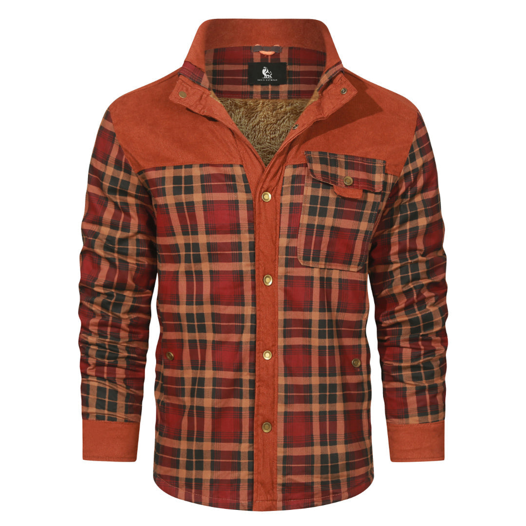 Geruite Overshirt Jas voor Heren Dubbellaags Houthakkershemd Tussenjas Katoenmix Casual Buitenkleding Rood | Sansoti