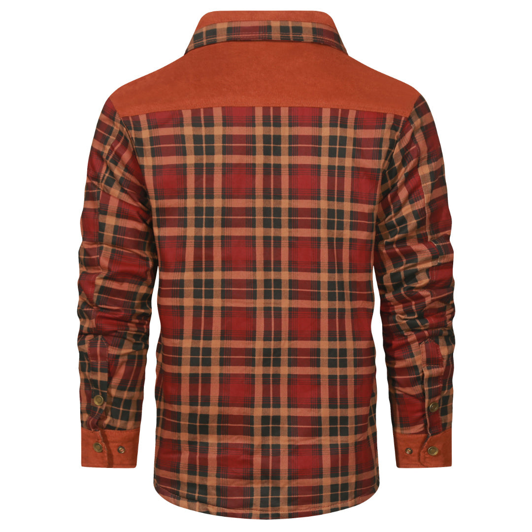 Geruite Overshirt Jas voor Heren Dubbellaags Houthakkershemd Tussenjas Katoenmix Casual Buitenkleding Rood | Sansoti