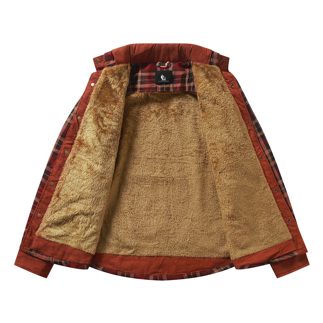 Geruite Overshirt Jas voor Heren Dubbellaags Houthakkershemd Tussenjas Katoenmix Casual Buitenkleding Rood | Sansoti
