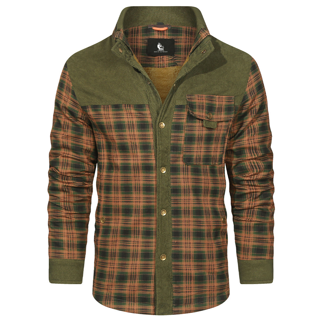 Geruit Overshirt Heren Jagergroen Katoen Polyester Tussenjas Voorjaar Herfst Winterjas Outdoor Shirt | Sansoti