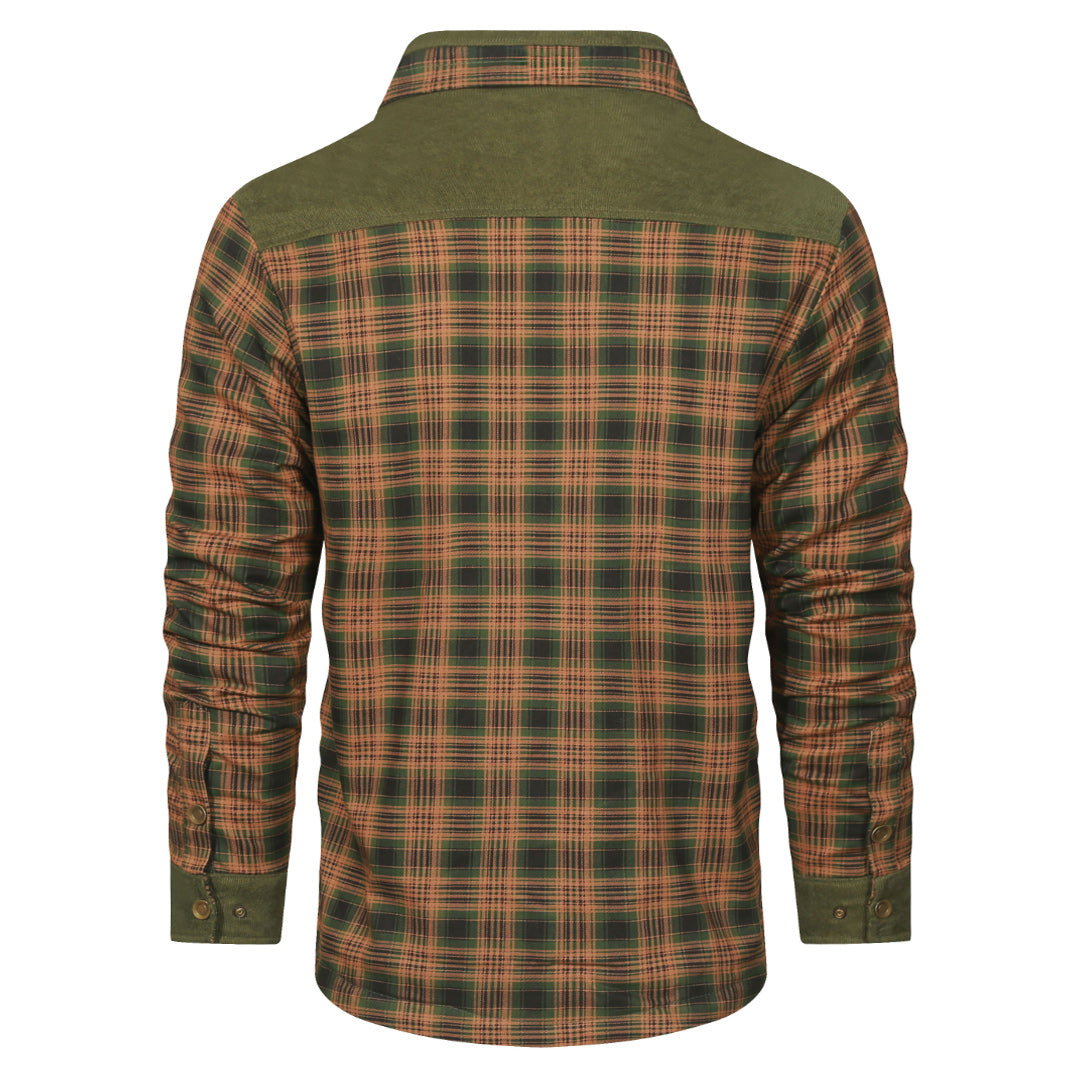 Geruit Overshirt Heren Jagergroen Katoen Polyester Tussenjas Voorjaar Herfst Winterjas Outdoor Shirt | Sansoti