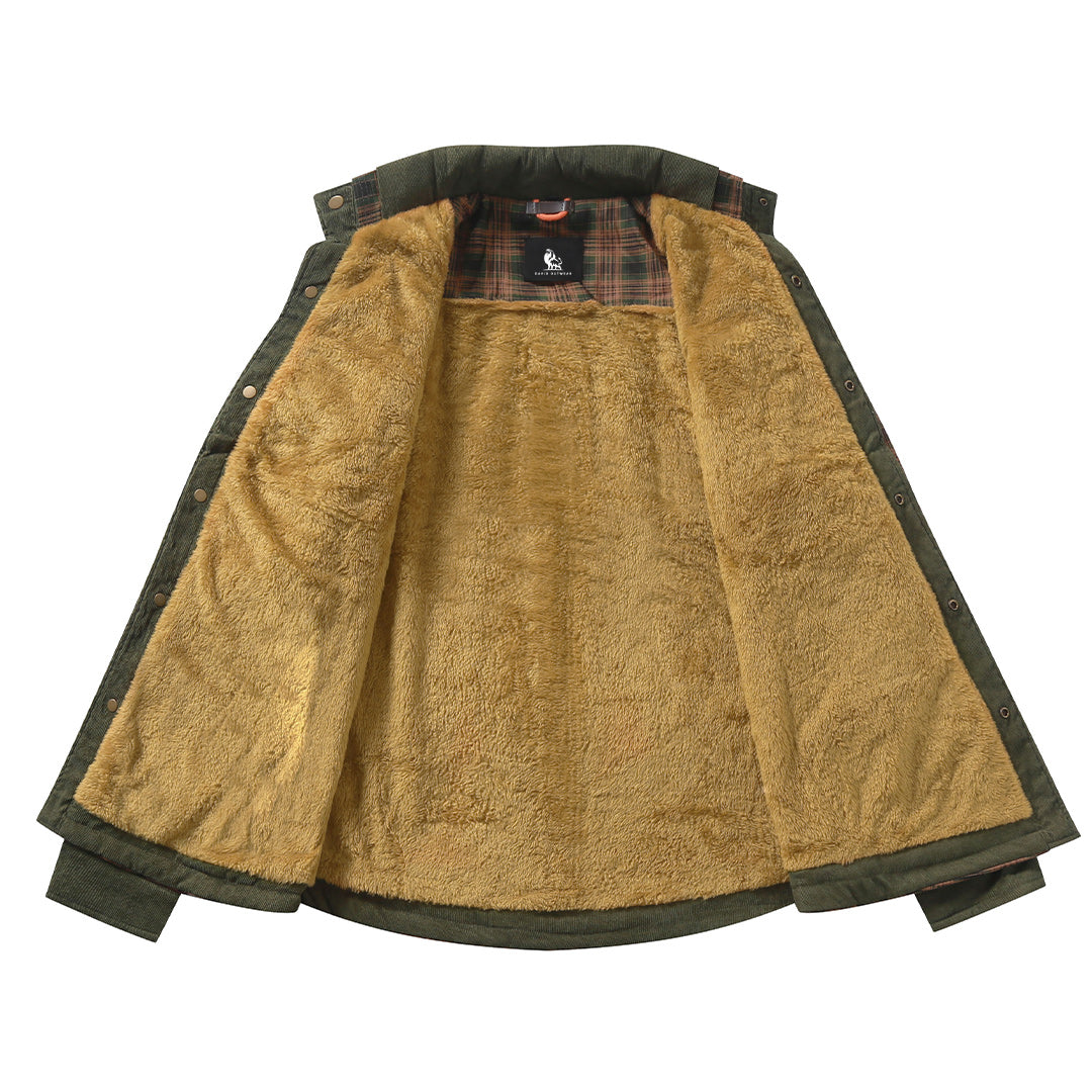 Geruit Overshirt Heren Jagergroen Katoen Polyester Tussenjas Voorjaar Herfst Winterjas Outdoor Shirt | Sansoti