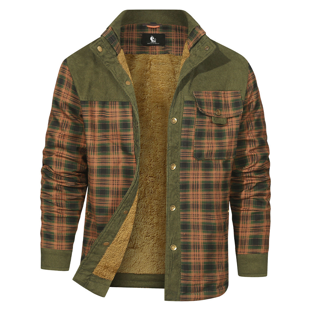 Geruit Overshirt Heren Jagergroen Katoen Polyester Tussenjas Voorjaar Herfst Winterjas Outdoor Shirt | Sansoti