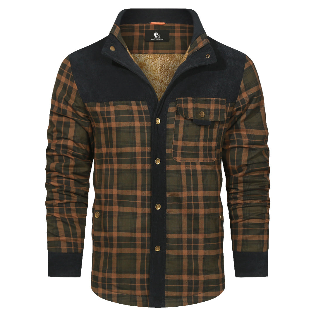 Kariertes Hemdjacke aus Flanell, Baumwolle und Polyester, blau und navy, Herbst und Winter, Outdoor, lässiges Overshirt mit langen Ärmeln | Sansoti