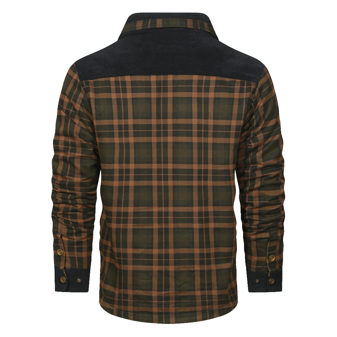 Kariertes Hemdjacke aus Flanell, Baumwolle und Polyester, blau und navy, Herbst und Winter, Outdoor, lässiges Overshirt mit langen Ärmeln | Sansoti