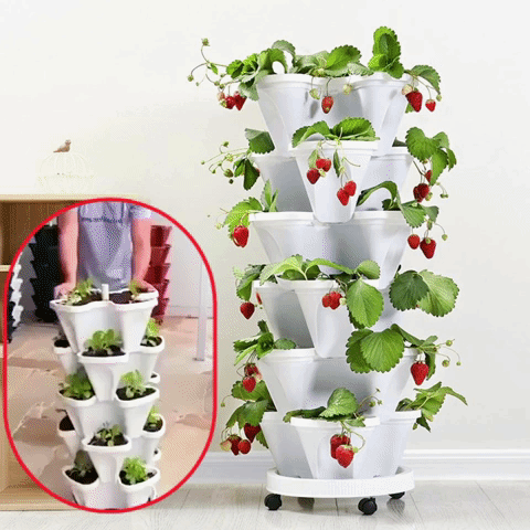 Stapelbare Plantenbak Verticaal Tuinieren Bloempot Kruidentoren Balkon Terras Binnen Buiten Kweektoren | Sansoti