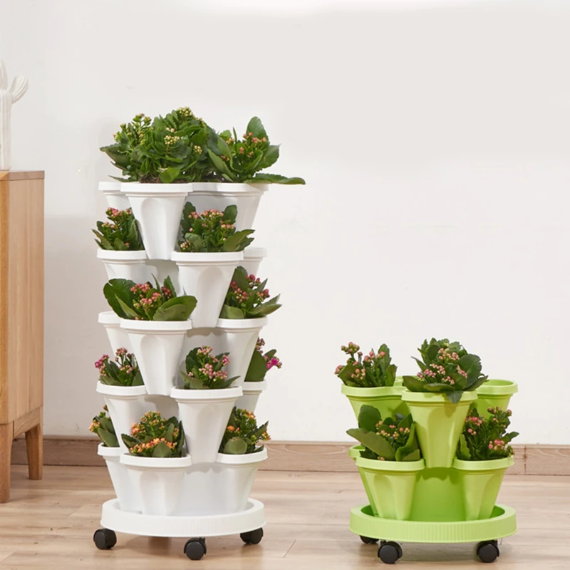 Stapelbare Plantenbak Verticaal Tuinieren Bloempot Kruidentoren Balkon Terras Binnen Buiten Kweektoren | Sansoti