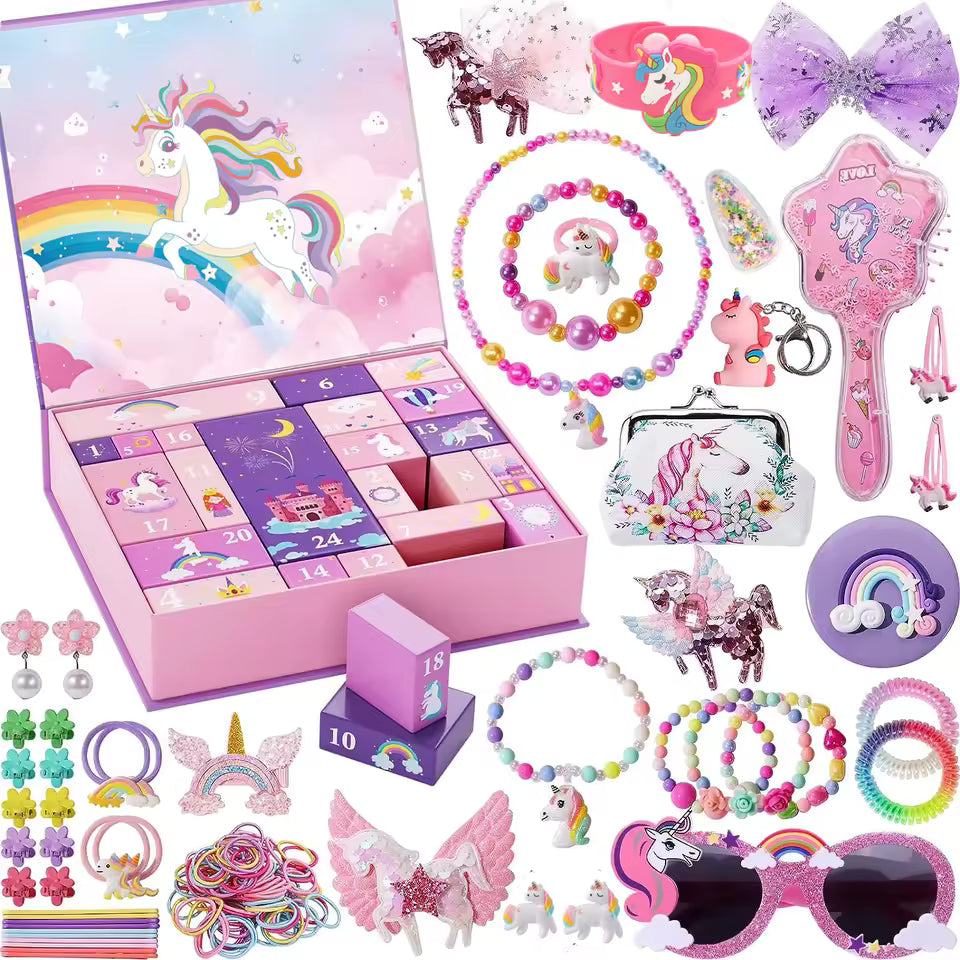 Adventskalender Pony met 24 Accessoires Haaraccessoires Sieraden Speelgoed voor Meisjes 3-9 Jaar Kerstcadeau | Sansoti