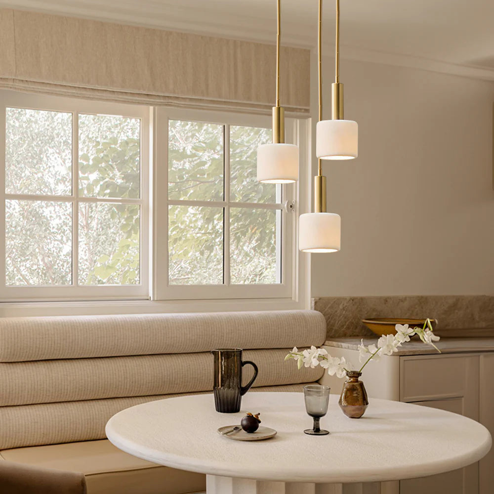 Moderne Witte Porseleinen Hanglamp met Metalen Accent | Scandinavisch Design 14" | Sansoti