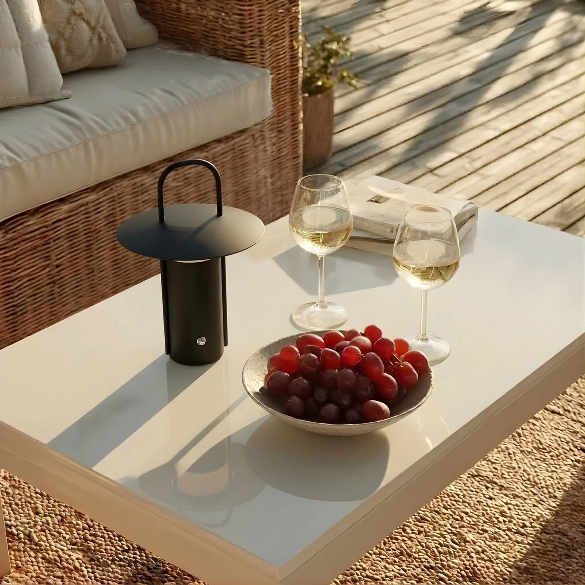 Portable Table Lamp with Handle 24 cm Dimmable Rechargeable LED Scandinavian Design for Indoor and Outdoor Use | Sansoti