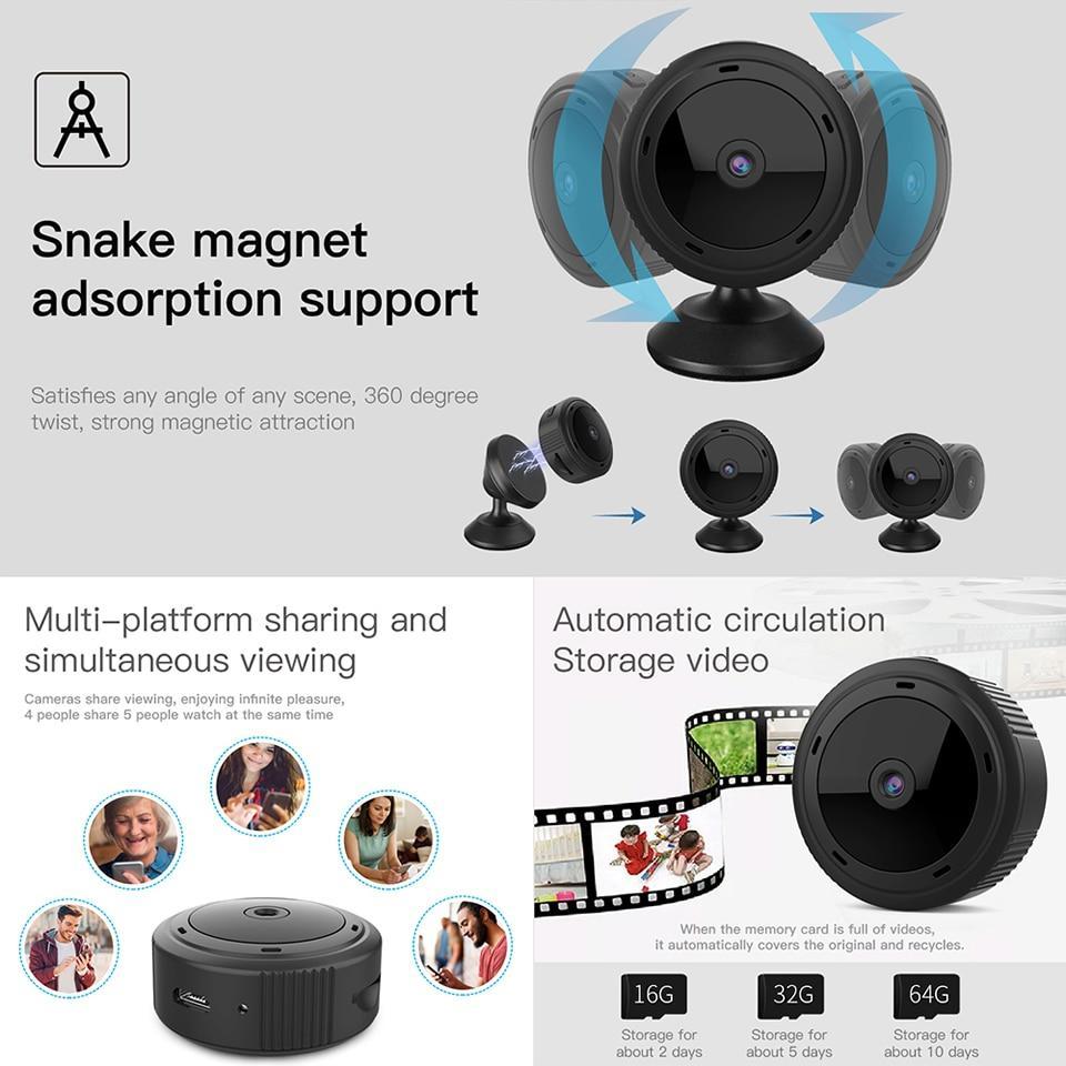Compact 1080P Security Camera with Night Vision and Motion Detection, WiFi Surveillance Camera, Mini Wireless | Sansoti
