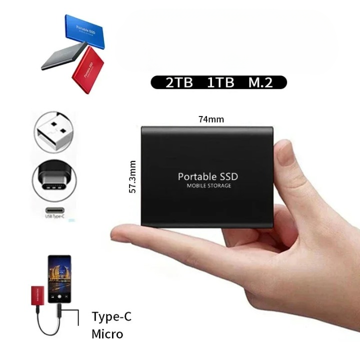 Draagbare SSD – Externe Solid State Drive met Snelle Overdracht USB-C – Compact Opslag 2TB 4TB 8TB – Compatibel Windows macOS Linux – Schokbestendige Behuizing – Lichtgewicht Mobiele Data-opslag | Sansoti