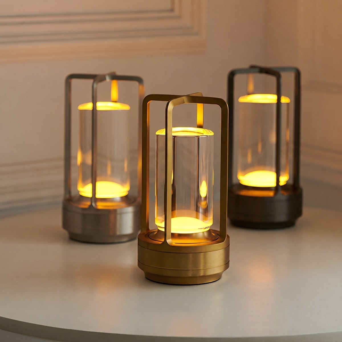 Wiederaufladbare LED-Tischlampe mit Touch-Bedienung, Dimmfunktion, kabellosem Stimmungslicht, USB-Nachtlicht und stimmungsvoller Beleuchtung | Sansoti