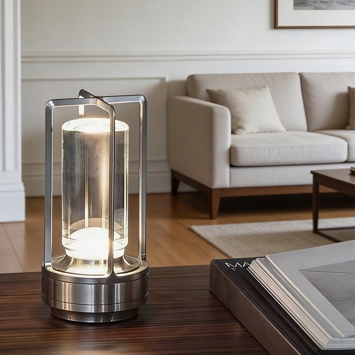 Wiederaufladbare LED-Tischlampe mit Touch-Bedienung, Dimmfunktion, kabellosem Stimmungslicht, USB-Nachtlicht und stimmungsvoller Beleuchtung | Sansoti