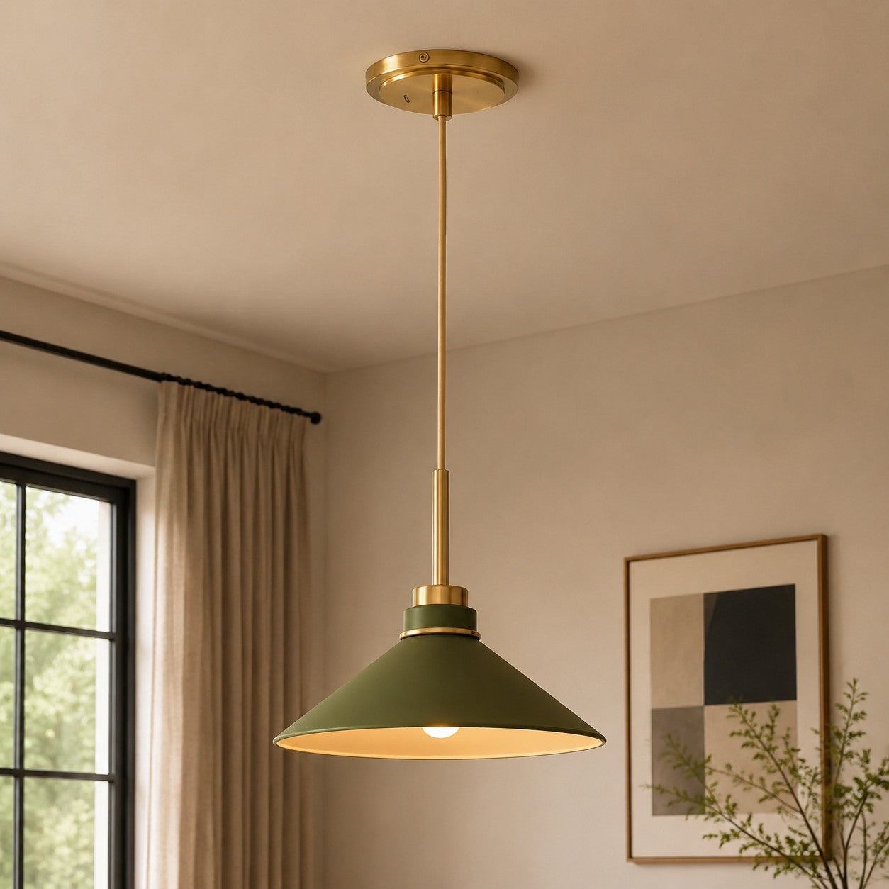 Kegelvormige Hanglamp in Landelijke Stijl - Dimbaar - Voor Keuken en Hal - Scandinavisch Geïnspireerd - Modern Farmhouse Verlichting | Sansoti