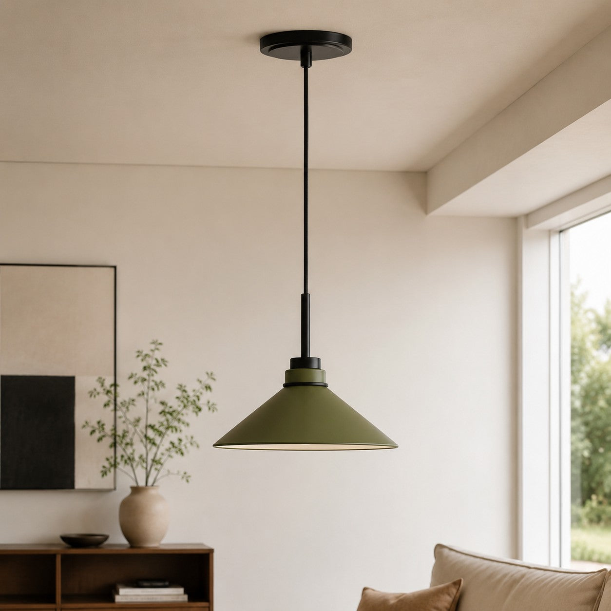 Kegelvormige Hanglamp in Landelijke Stijl - Dimbaar - Voor Keuken en Hal - Scandinavisch Geïnspireerd - Modern Farmhouse Verlichting | Sansoti