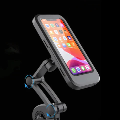 Waterdichte Telefoonhouder Fiets 360° Draaibaar Zwart met Touchscreen Toegang voor Regenweer en Navigatie | Sansoti