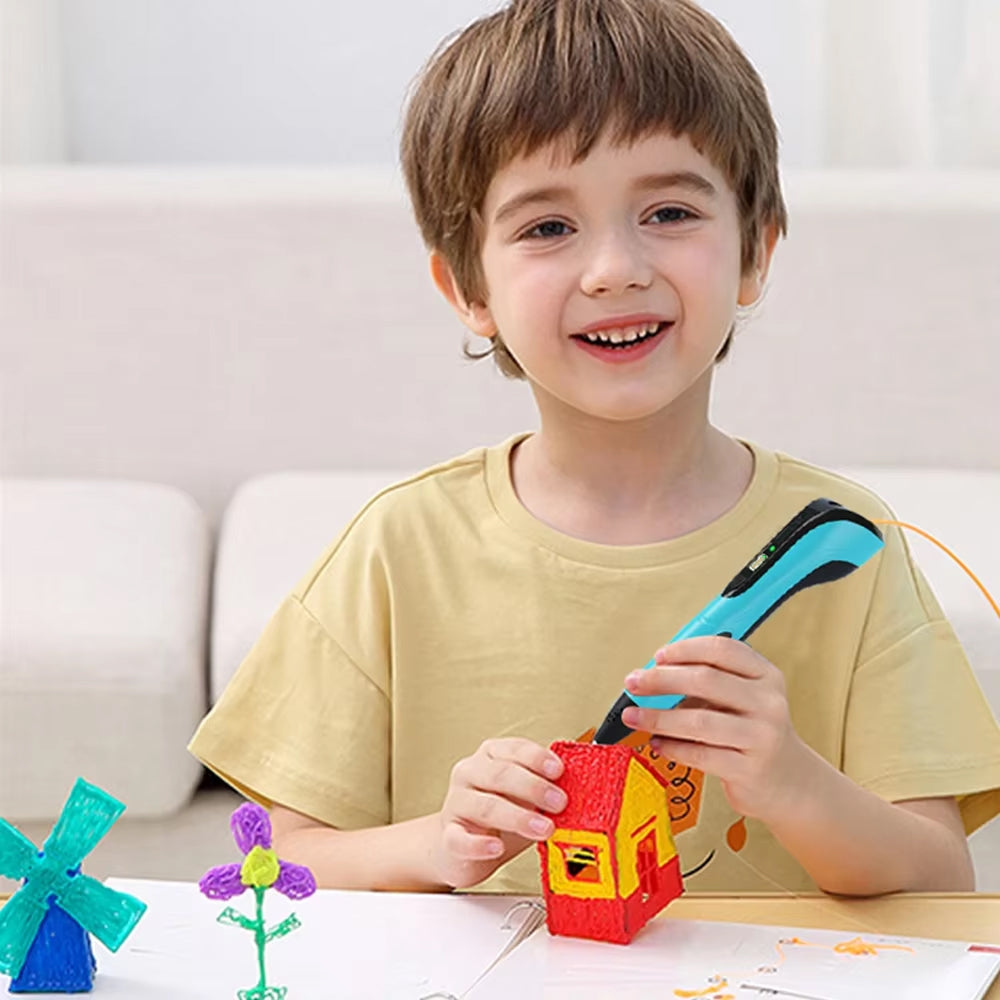 3D-Zeichenstift für Kinder mit einstellbarer Geschwindigkeit, LCD-Display, kreatives Lernspielzeug, Geschenkset | Sansoti