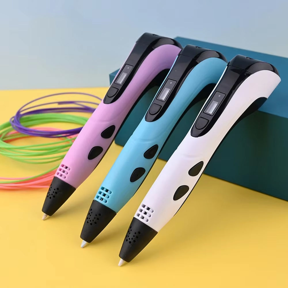3D-Zeichenstift für Kinder mit einstellbarer Geschwindigkeit, LCD-Display, kreatives Lernspielzeug, Geschenkset | Sansoti