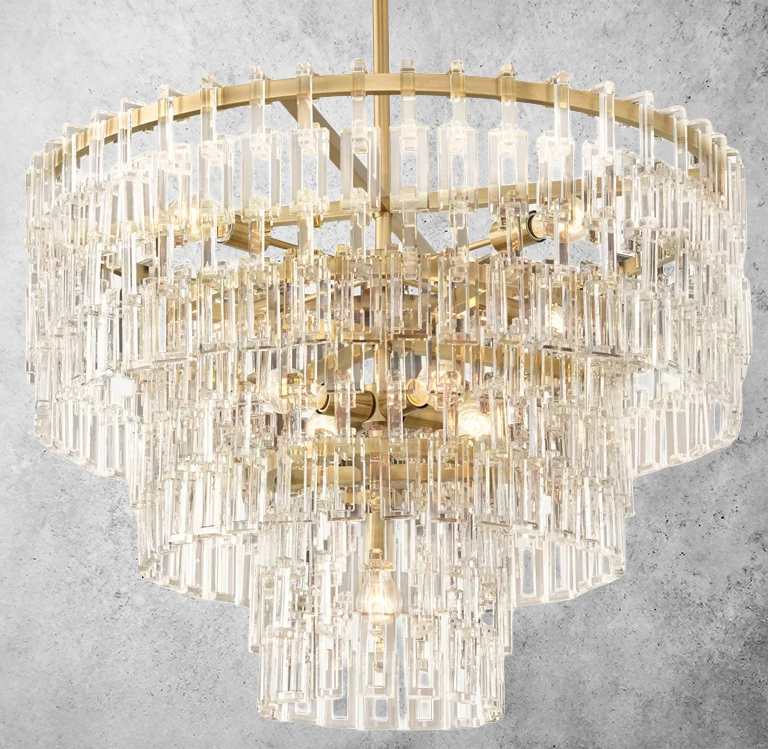 Kristallen Kroonluchter Meerdere Lagen Messing Glas Rond Plafond Verlichting Luxe Eetkamer Woonkamer Design | Sansoti