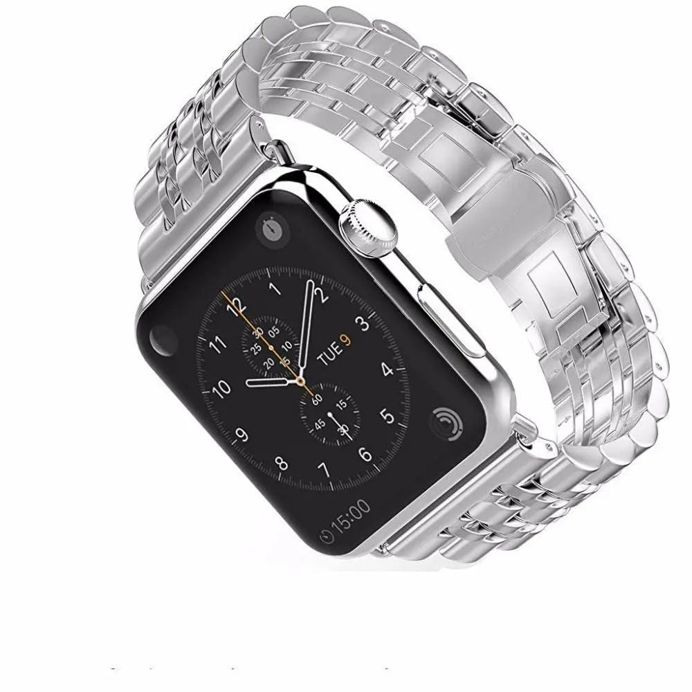 Bracelet pour smartwatch avec coque Acier inoxydable 44mm 42mm 40mm 38mm Protection d’écran Bracelet Accessoire | Sansoti