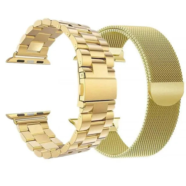 Metal Watch Bands for Smartwatch 42-49mm Stainless Steel Mesh & Link Set of 2 Adjustable | Sansoti