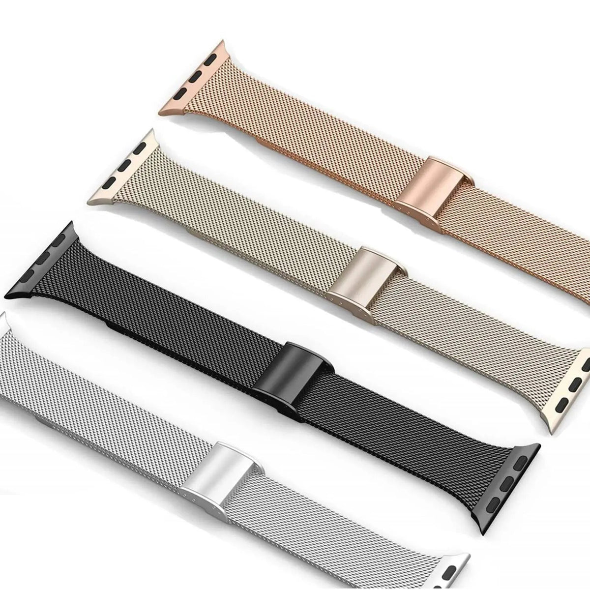 Bracelet de smartwatch en maille d’acier inoxydable 42mm 44mm 46mm 49mm avec fermeture magnétique, réglable | Sansoti