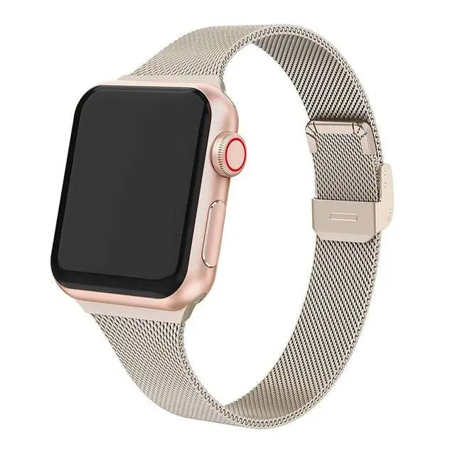 Bracelet de smartwatch en maille d’acier inoxydable 42mm 44mm 46mm 49mm avec fermeture magnétique, réglable | Sansoti