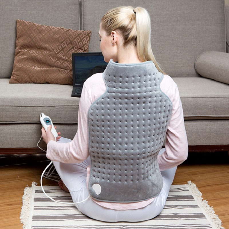 Heizkissen für Nacken, Schultern und Rücken, 3 Wärmestufen, weiches Fleece, 63x42cm, Überhitzungsschutz, Entspannung | Sansoti