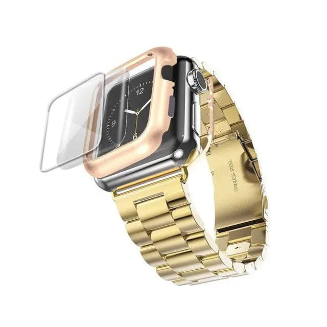 Stainless Steel Watch Bracelet with Protective Cover 38mm 40mm 42mm 44mm Smartwatch Accessory Set Stylish | Sansoti