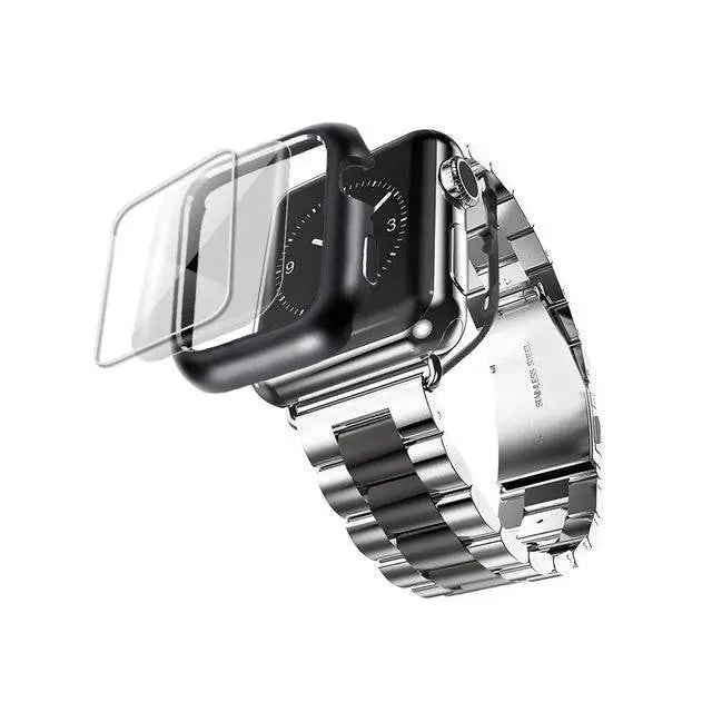 Stainless Steel Watch Bracelet with Protective Cover 38mm 40mm 42mm 44mm Smartwatch Accessory Set Stylish | Sansoti