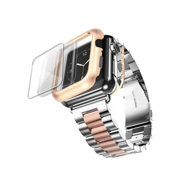 Stainless Steel Watch Bracelet with Protective Cover 38mm 40mm 42mm 44mm Smartwatch Accessory Set Stylish | Sansoti