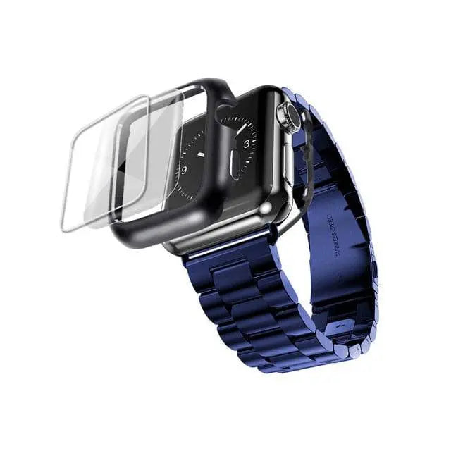 Stainless Steel Watch Bracelet with Protective Cover 38mm 40mm 42mm 44mm Smartwatch Accessory Set Stylish | Sansoti