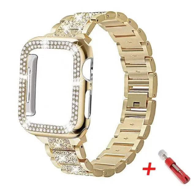 Stainless Steel Watch Band with Protective Case for 38mm 40mm 42mm 44mm Smartwatch Metal Wristband Stylish | Sansoti