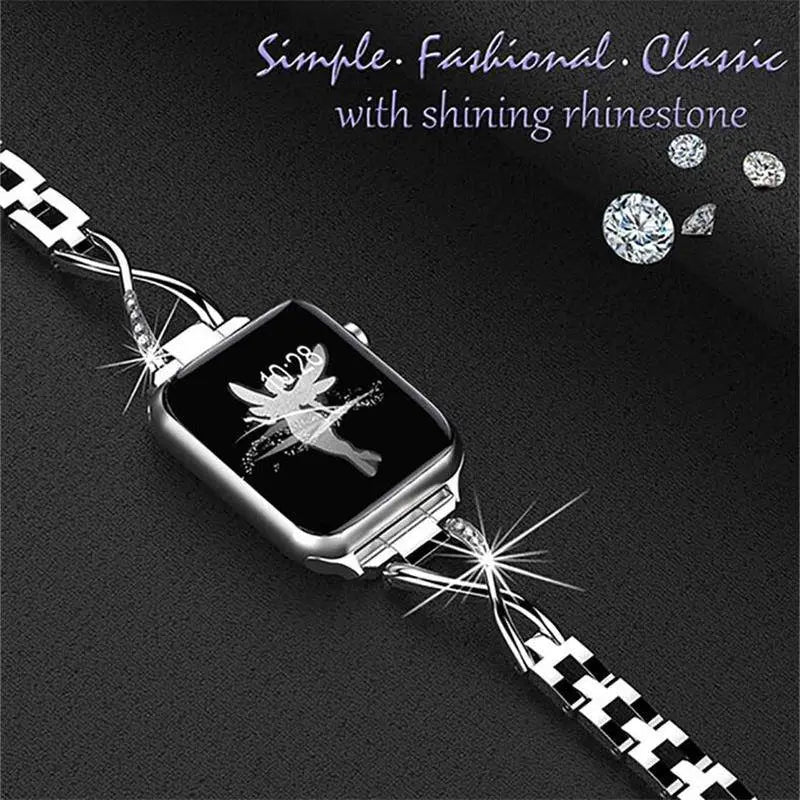 Elegant Stainless Steel Watch Band with Protective Case for Smartwatch 38mm 40mm 42mm 44mm Stylish Jewelry Accessory | Sansoti