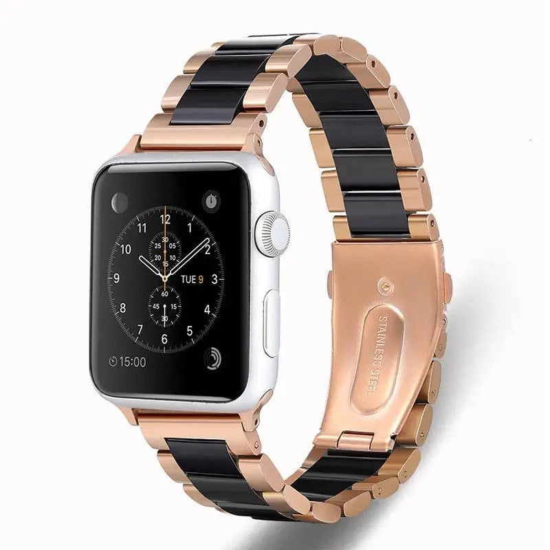 Bracelet de smartwatch en céramique et acier inoxydable 42 mm 46 mm 49 mm, finition bijou, bracelet de montre ajustable | Sansoti